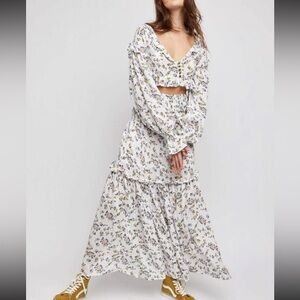 Free People Secret Garden Floral Cropped Top and Skirt set